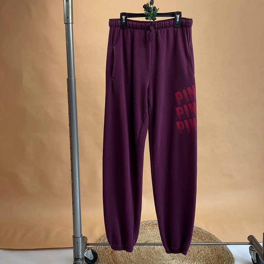 VS Pink Burgundy Sweat Pants with Pockets